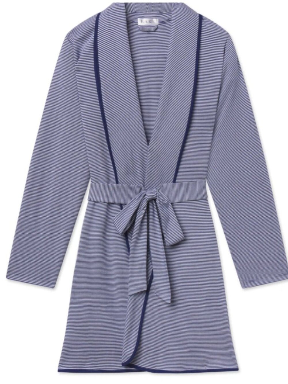 NWT Lake Pajamas Pima Short Robe in English Navy Stripe